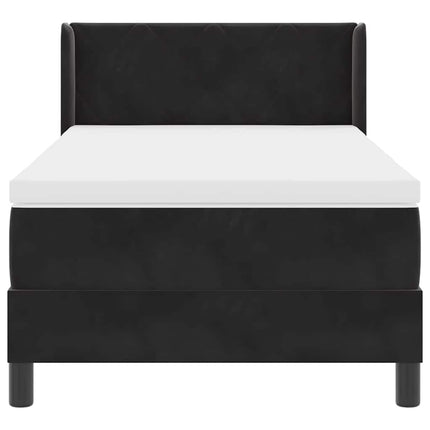 Box spring seng med hovedgærde Sort 190 x 90 cm Fløjl