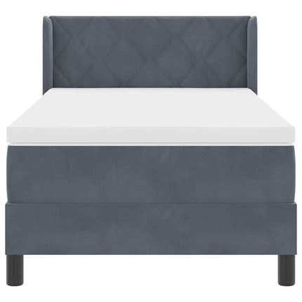 Box spring seng med hovedgærde Mørkegrå 200 x 90 cm Fløjl