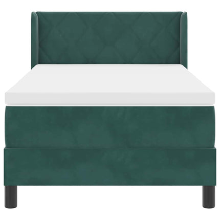 Box spring seng med hovedgærde Mørkegrøn 200 x 90 cm Fløjl