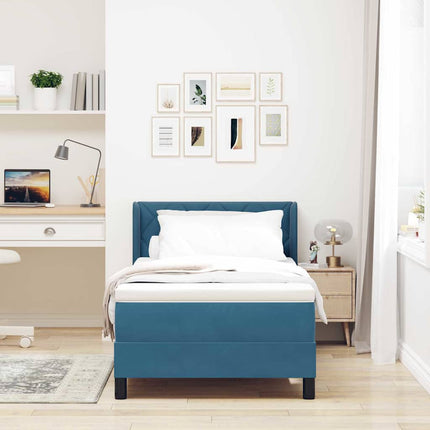 Box spring seng med hovedgærde Mørk blå 200 x 90 cm Fløjl