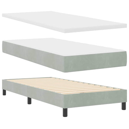 Box spring seng med hovedgærde Lysegrå 200 x 100 cm Fløjl