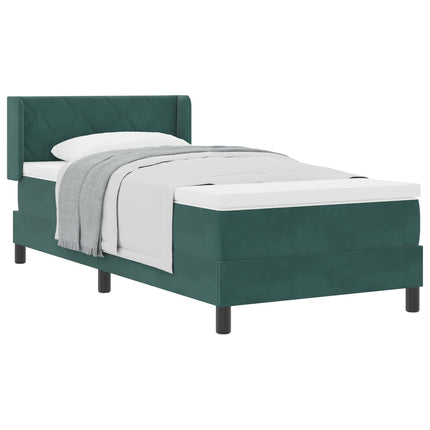 Box spring seng med hovedgærde Mørkegrøn 200 x 100 cm Fløjl