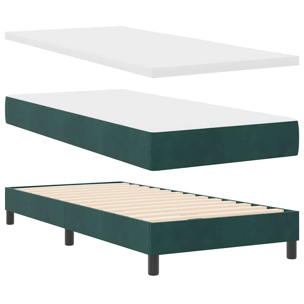 Box spring seng med hovedgærde Mørkegrøn 200 x 100 cm Fløjl