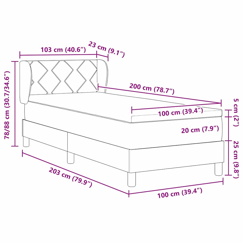 Box spring seng med hovedgærde Mørkegrøn 200 x 100 cm Fløjl
