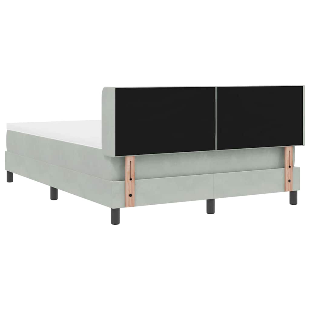 Box spring seng med hovedgærde Lysegrå 190 x 140 cm Fløjl