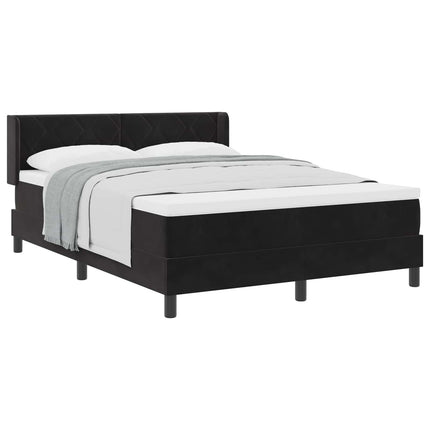 Box spring seng med hovedgærde Sort 190 x 140 cm Fløjl