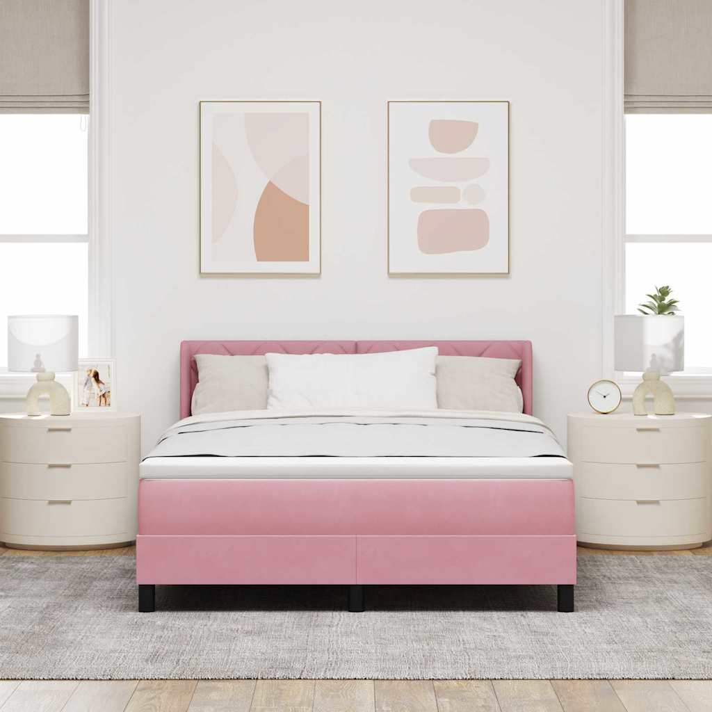 Box spring seng med hovedgrde Lyserd 190 x 140 cm Fljl