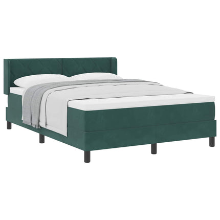 Box spring seng med hovedgærde Mørkegrøn 200 x 140 cm Fløjl