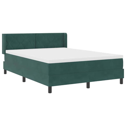 Box spring seng med hovedgærde Mørkegrøn 200 x 140 cm Fløjl