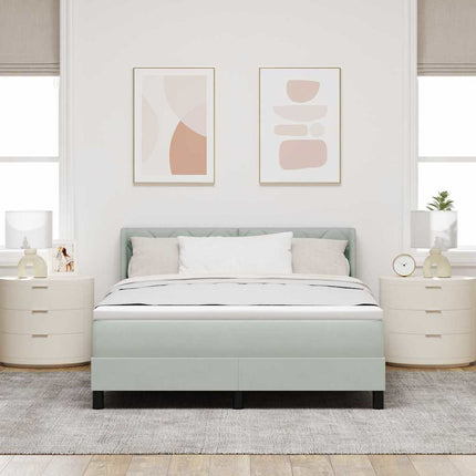 Box spring seng med hovedgærde Lysegrå 200 x 160 cm Fløjl