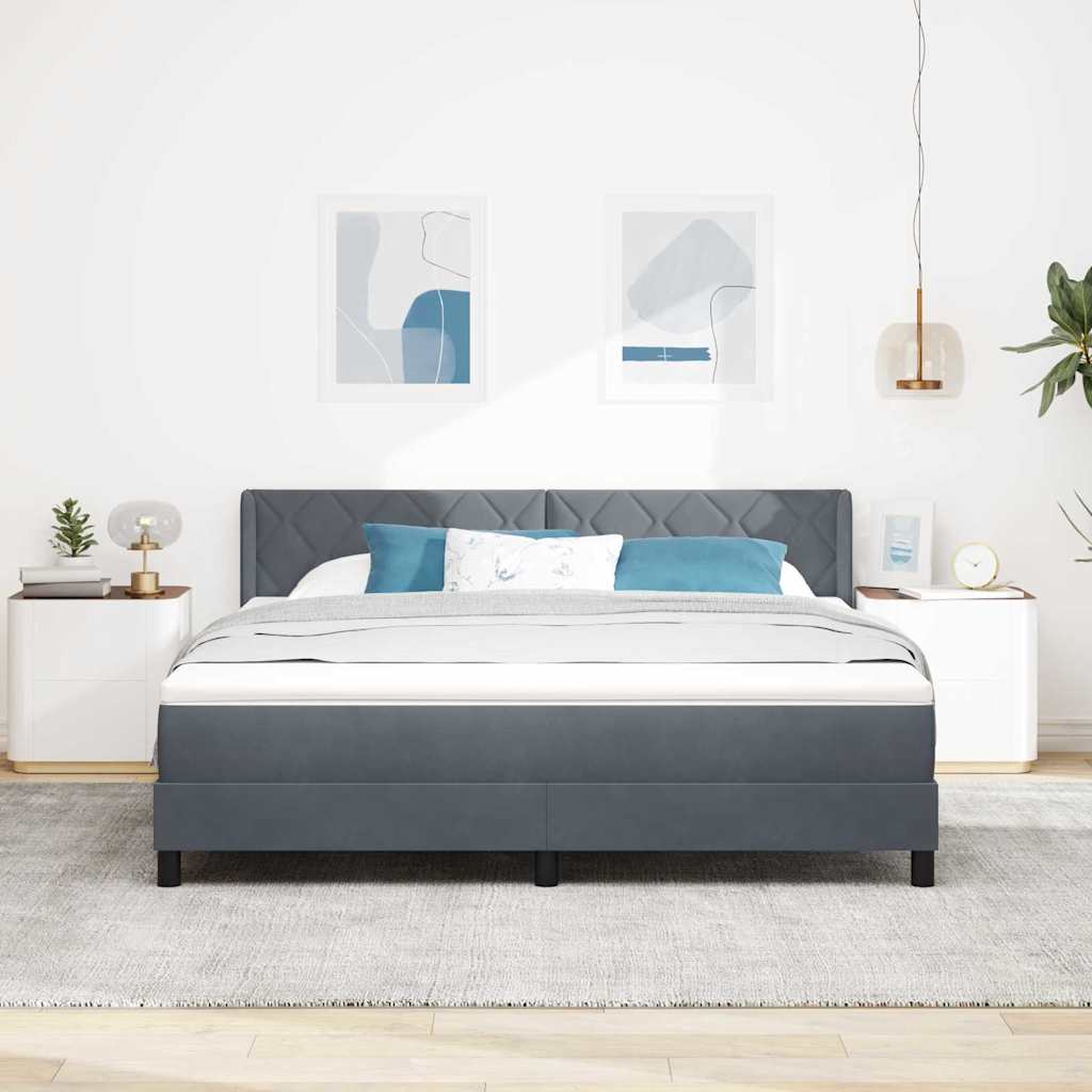 Box spring seng med hovedgrde Mrkegr 200 x 180 cm Fljl