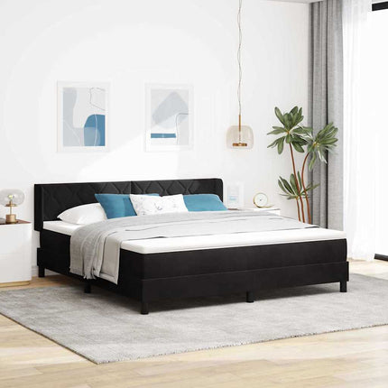 Box spring seng med hovedgærde Sort 200 x 180 cm Fløjl