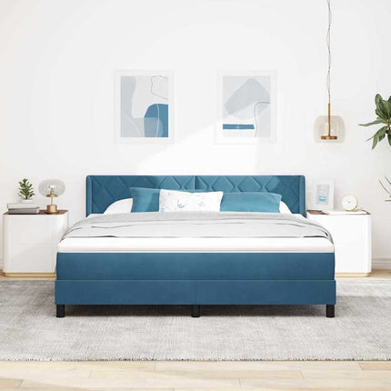 Box spring seng med hovedgærde Mørk blå 200 x 180 cm Fløjl