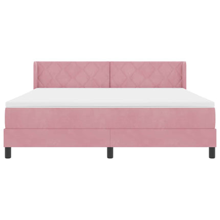 Box spring seng med hovedgærde Lyserød 200 x 180 cm Fløjl