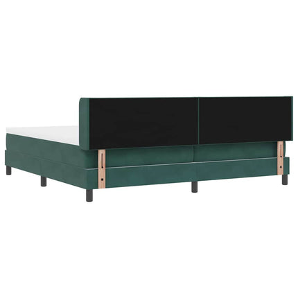 Box spring seng med hovedgærde Mørkegrøn 200 x 200 cm Fløjl