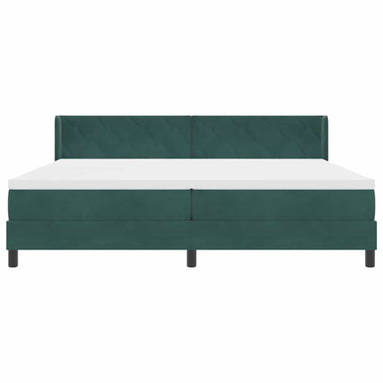 Box spring seng med hovedgærde Mørkegrøn 200 x 200 cm Fløjl