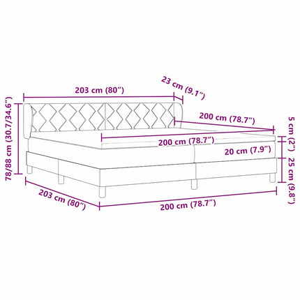 Box spring seng med hovedgærde Mørkegrøn 200 x 200 cm Fløjl