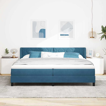 Box spring seng med hovedgærde Mørk blå 200 x 200 cm Fløjl