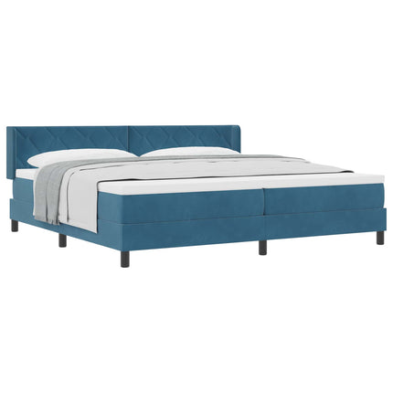 Box spring seng med hovedgærde Mørk blå 200 x 200 cm Fløjl