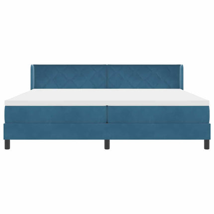 Box spring seng med hovedgærde Mørk blå 200 x 200 cm Fløjl
