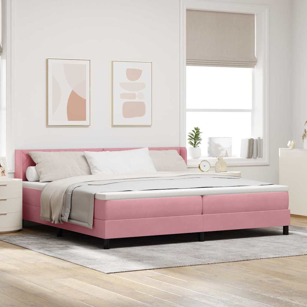 Box spring seng med hovedgrde Lyserd 200 x 200 cm Fljl