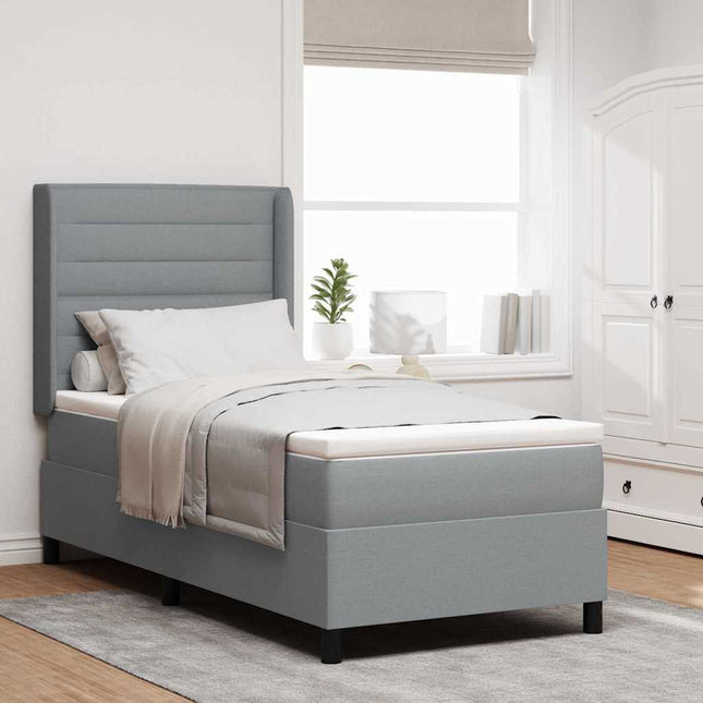 Box spring seng med pude Lysegrå 200 x 80 cm Stof