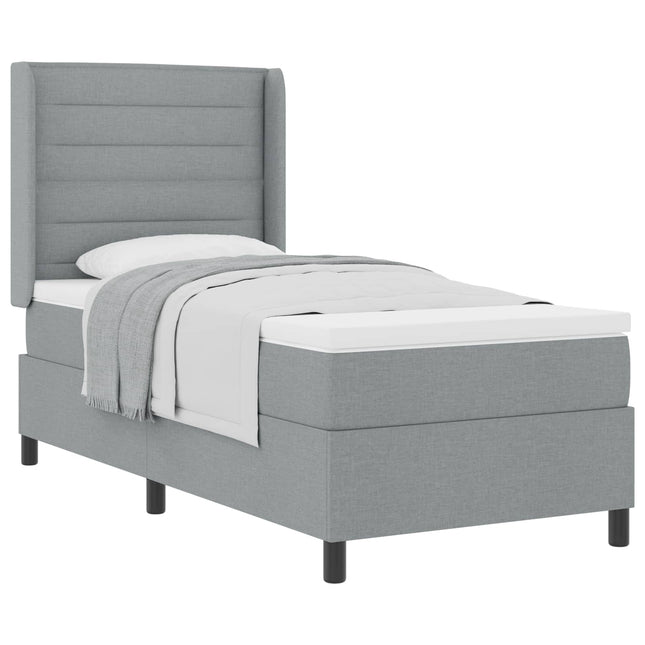 Box spring seng med pude Lysegrå 200 x 80 cm Stof