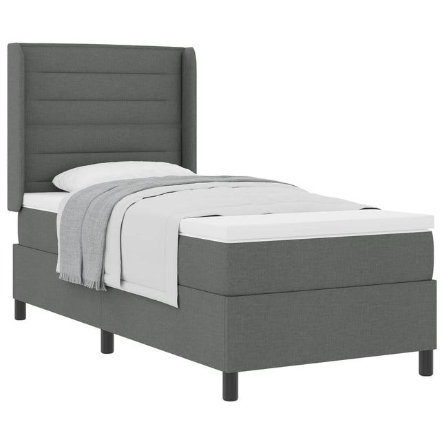 Box spring seng med pude Mørkegrå 200 x 80 cm Stof