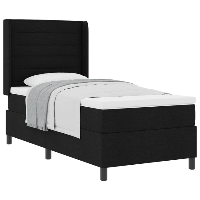 Box spring seng med pude med hovedgærde Sort 200 x 80 cm Stof