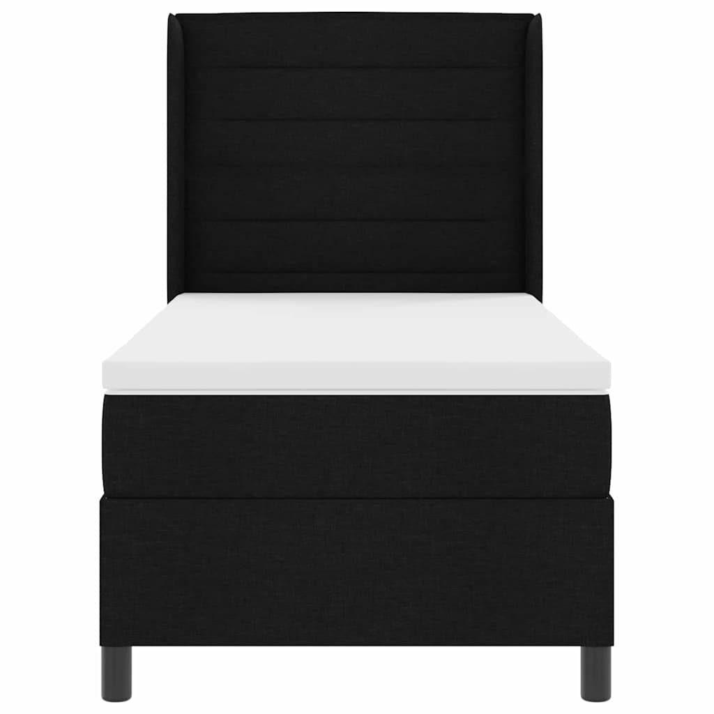 Box spring seng med madras med hovedgærde Sort 190 x 90 cm Stof