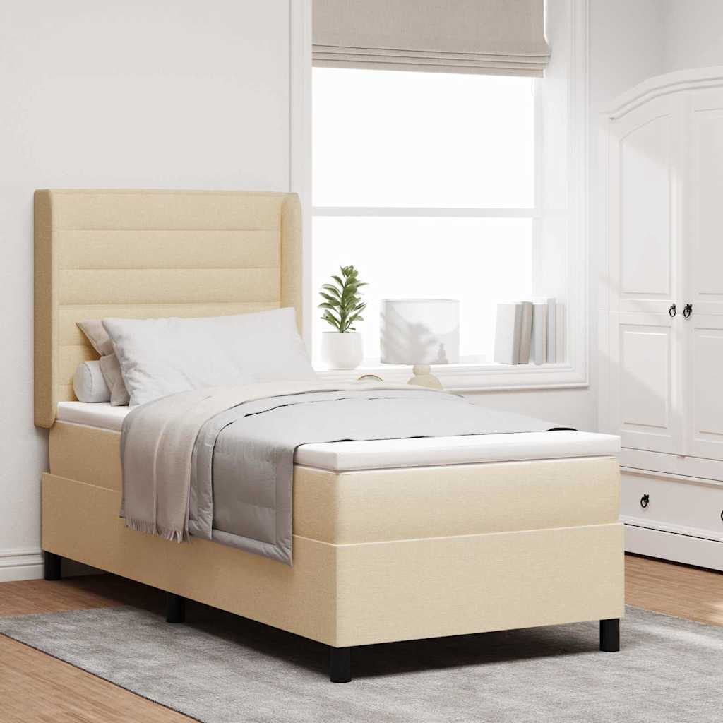 Box spring seng med madras Creme 190 x 90 cm Stof