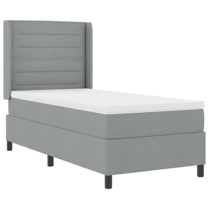 Box spring seng med pude Lysegrå 200 x 90 cm Stof