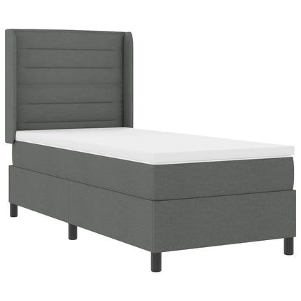 Box spring seng med madras Mørkegrå 200 x 90 cm Stof