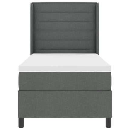 Box spring seng med madras Mørkegrå 200 x 90 cm Stof