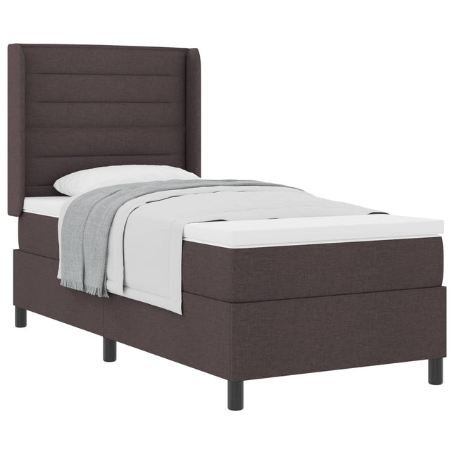 Box spring seng med pude Mørk Brun 200 x 90 cm Stof