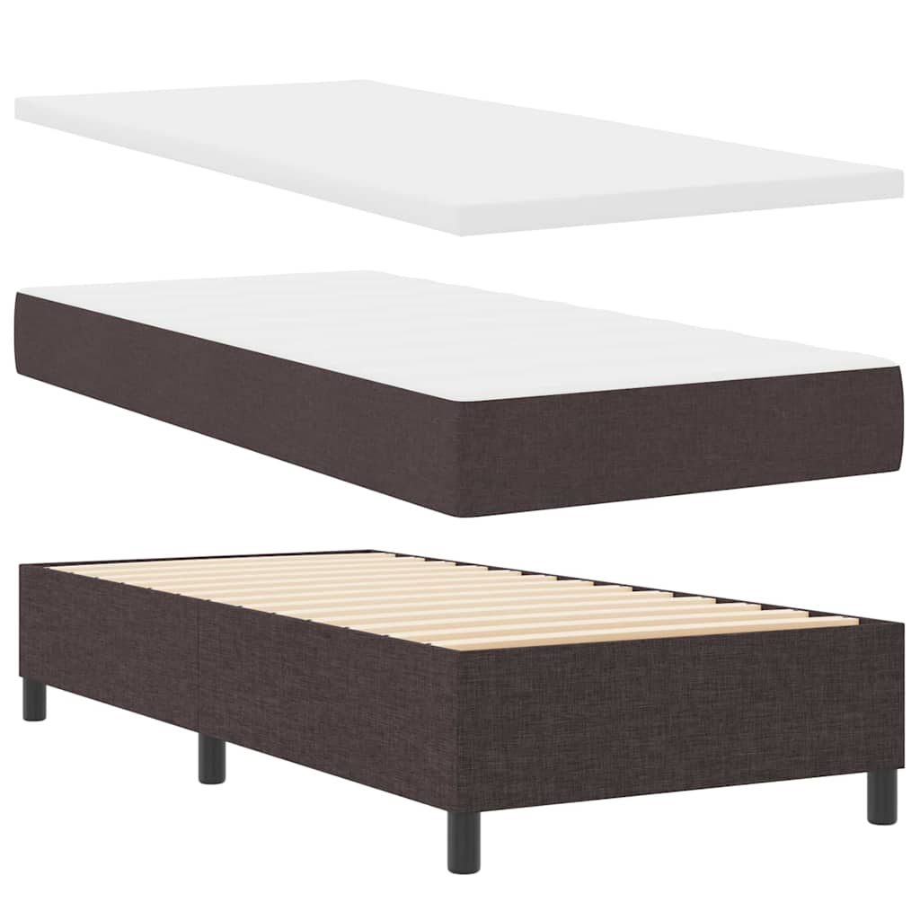 Box spring seng med madras Mørk Brun 200 x 90 cm Stof