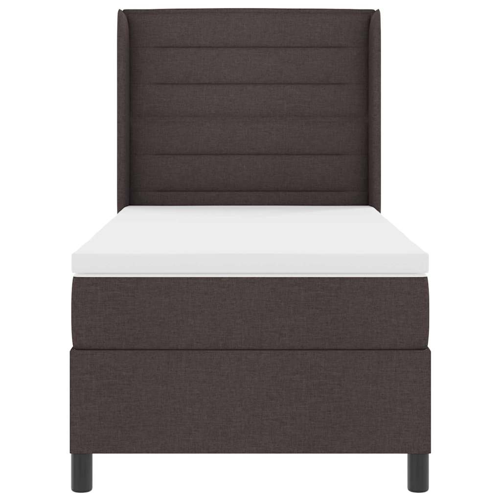 Box spring seng med madras Mørk Brun 200 x 90 cm Stof