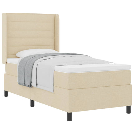 Box spring seng med pude med hovedgærde Creme 200 x 90 cm Stof