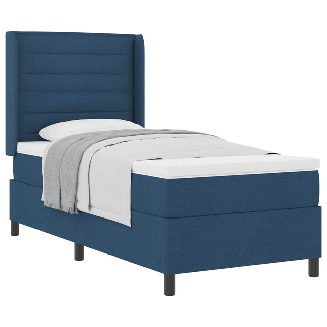Box spring seng med pude med hovedgærde Blå 200 x 90 cm Stof