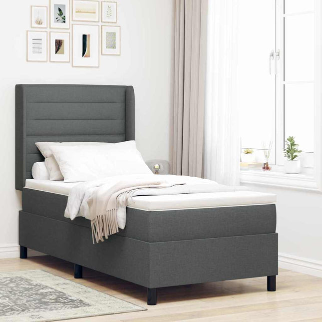 Box spring seng med pude Mørkegrå 200 x 100 cm Stof