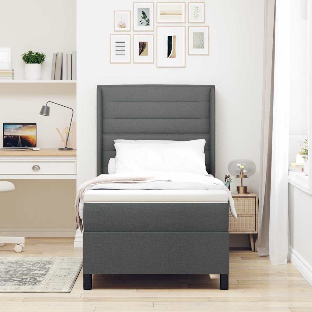 Box spring seng med madras Mørkegrå 200 x 100 cm Stof