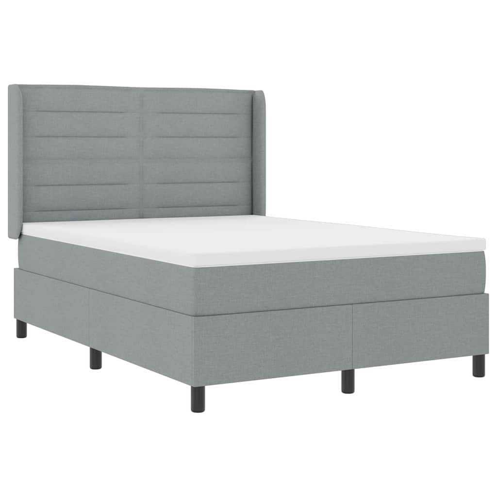 Box spring seng med madras Lysegrå 190 x 140 cm Stof
