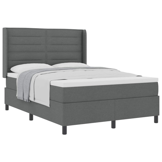 Box spring seng med pude Mørkegrå 190 x 140 cm Stof