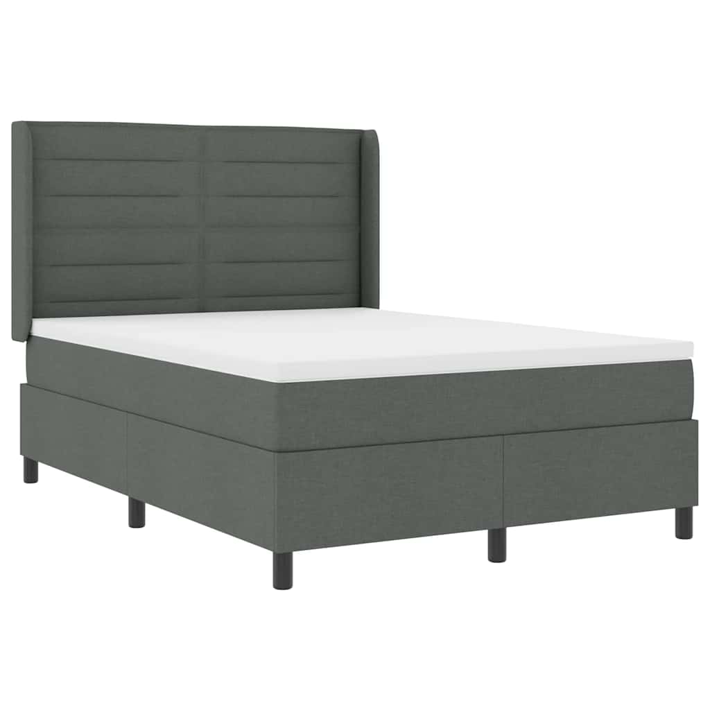Box spring seng med madras Mørkegrå 190 x 140 cm Stof