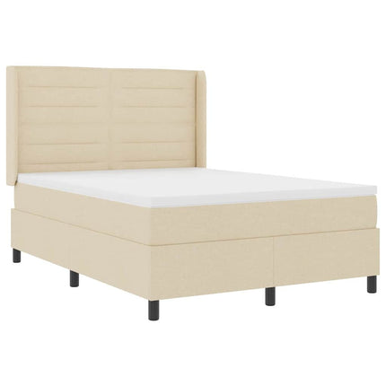 Box spring seng med pude med hovedgærde Creme 200 x 140 cm Stof