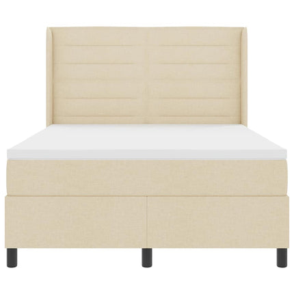 Box spring seng med pude med hovedgærde Creme 200 x 140 cm Stof