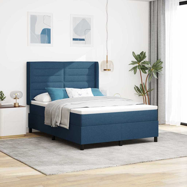 Box spring seng med pude med hovedgærde Blå 200 x 140 cm Stof