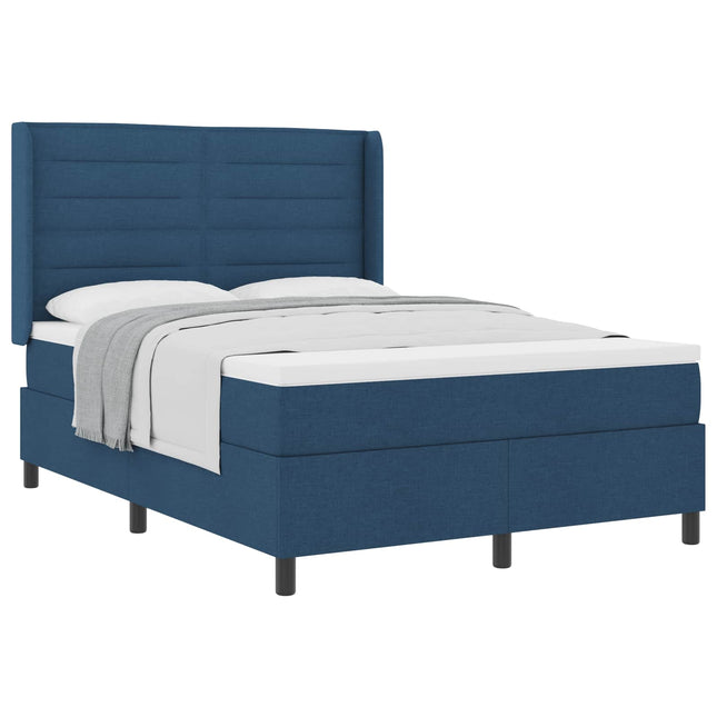 Box spring seng med pude med hovedgærde Blå 200 x 140 cm Stof