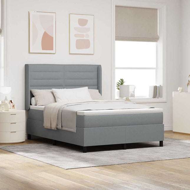 Box spring seng med pude Lysegrå 200 x 160 cm Stof