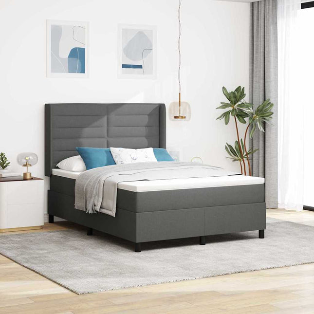 Box spring seng med pude Mørkegrå 200 x 160 cm Stof